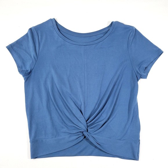 ZYIA Active Swirl In The Front Crop T Shirt Calm Blue Sz XS Short Sleeve - Picture 1 of 5